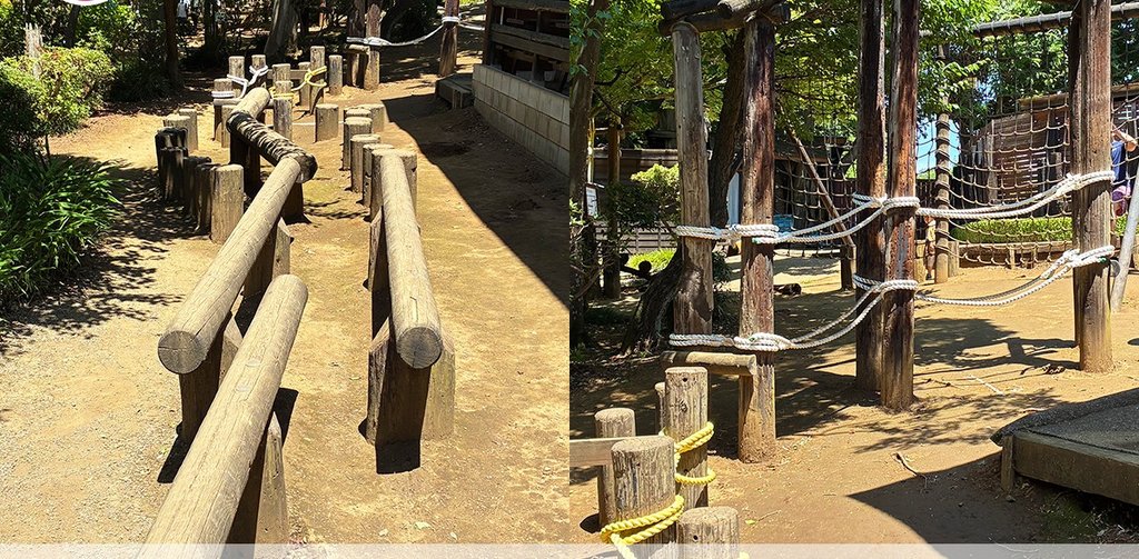 ありのみコースの丸太のアスレチック