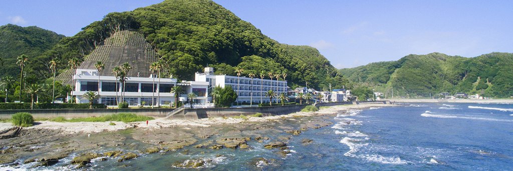 ホテルグリーンプラザ鴨川の海辺に建つ外観