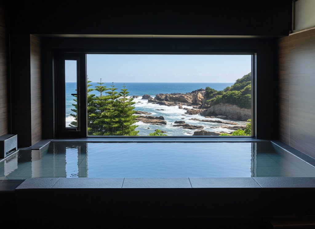 海を一望する展望大浴場