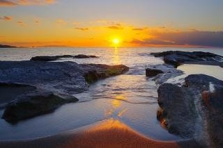 大房岬の夕暮れの磯辺