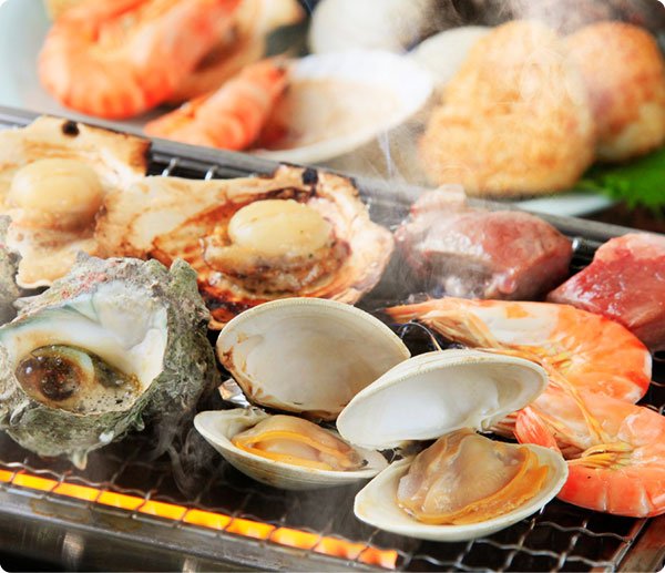 房総白浜ウミサトホテルの海鮮浜焼き