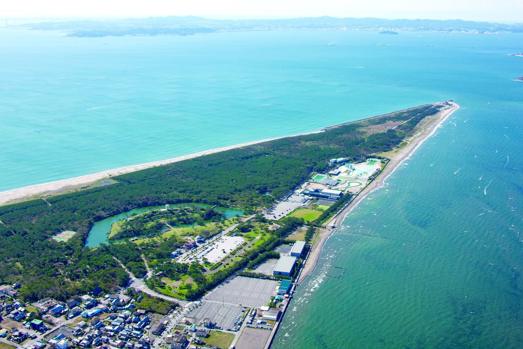 東京湾に突き出た富津岬
